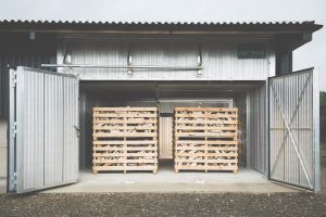 crate of wildwood fuel loose logs