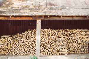 Firewood stored undercover outside